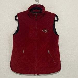 M Miller Quilted Ultrasuede Burgundy Leaf Zippers Thinsulate Vest Size S